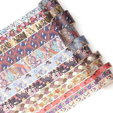 Songdao 12 Rolls Kyoto Charm Washi Tape Set Japanese Arts Adhesive Tapes Geometric Garden Decorative Masking Tape Sets for Craft, Kids, Scrapbook, DIY, Gift Wrapping (Purple Sakura)