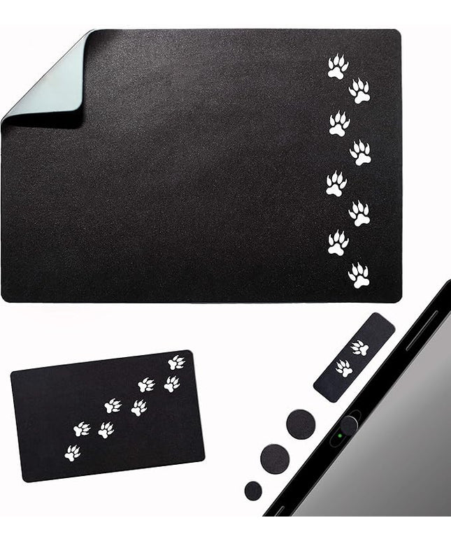 Mouse Pad Adhesive Bottom - Sticks to Any Surface - Portable - Webcam Covers and Screen Cleaner Included (Cat Paw)