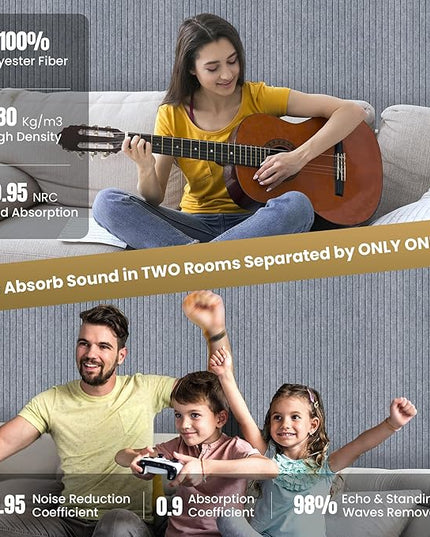10 Pack Large Acoustic Panels,48 x 24 x 0.4 Inch Sound Proof Foam Panels for Walls，Premium Noise Dampening Panels,Sound Panels for Media Room, Office and Studio,African Gray