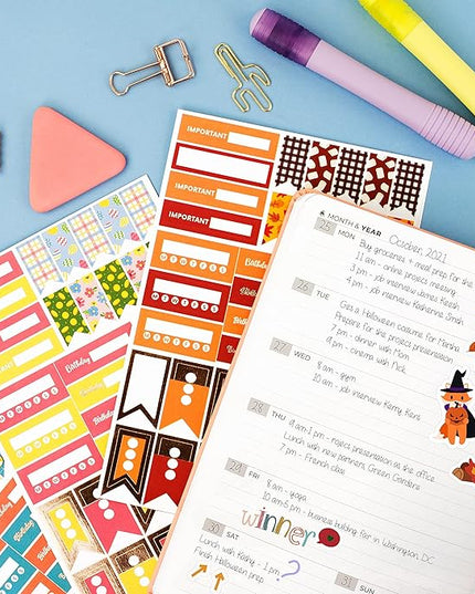 Clever Fox Seasonal Planner Stickers – 600+ Month, Holiday, Washi Tape & Seasons Stickers for Monthly Journal & Calendar – 18 Sheets (Seasonal Pack)
