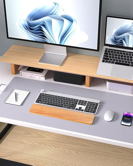 Aothia Large PU Leather Desk Pad Protector - Non-Slip Mouse Pad & Writing Mat for Office/Home, Waterproof, Easy to Clean (36" x 17", Smoky Lavender)