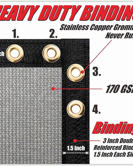 ColourTree Customized Size 6' Black and White Fence Screen Privacy Screen Heavy Duty Cable Zip Ties Included