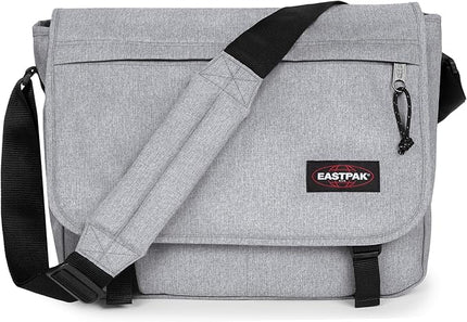 EASTPAK Delegate + – 20L Weatherproof Shoulder Bag with 17" Laptop Sleeve, Trolley Strap, Reflective Details, Adjustable Padded Strap, Sunday Grey