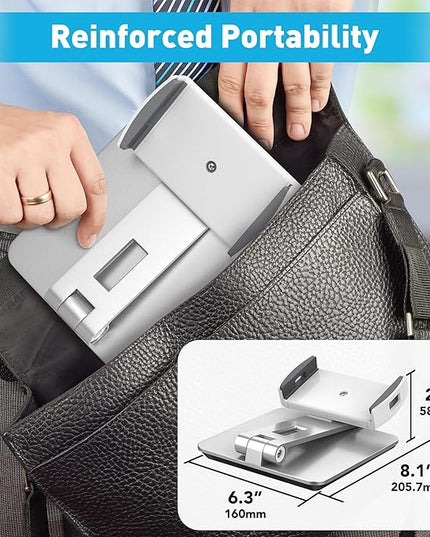 AboveTEK Business Kiosk Aluminum Tablet iPad Stand, 360° Swivel Tablet & Phone Holders for Any 4"-15.6" Display Tablets/Cell Phones/Portable Monitor, Sturdy for Store POS Office (Silver)