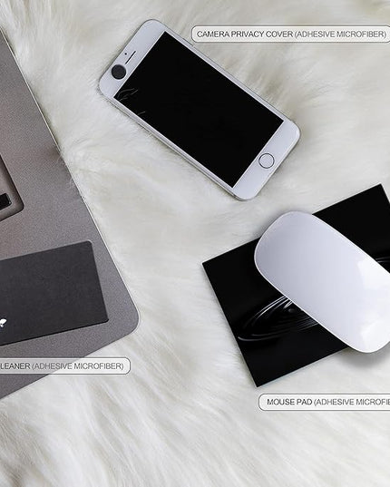 Mouse Pad Adhesive Bottom - Sticks to Any Surface - Portable - Webcam Covers and Screen Cleaner Included (Water Drop)