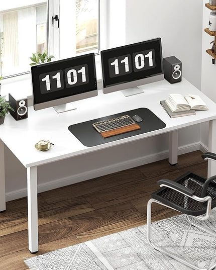 Need 54.3 Inch Large Computer Desk, Modern Simple Style Desk for Home Office, Basic Writing Table for Study Student, White