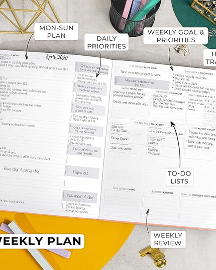 Clever Fox Planner Pro Premium – Luxurious Weekly & Monthly Planner with Budget Organizer for Productivity & Goals, Undated, A4 (Peach Pink)