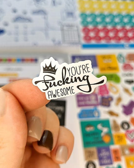 Vladi Creative Rude & Humorous Planner Stickers - 660pcs, 12 Sheets, Funny Adult Curse, Meme & Rude Stickers for Planners, Journals & Organizers, Hilarious & Bold Adult Humor Designs for Personal Use