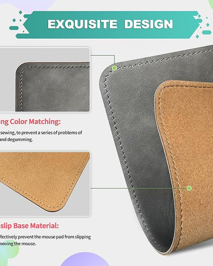 Mouse Pad, PU Mouse Pad，Leather Mouse Pad with Stitched Edge Micro-Fiber Base with Non-Slip Waterproof，Mouse Pad for Computers，Laptop, 8x11Inch (Shell Pink)