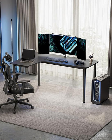 EUREKA ERGONOMIC 60 Inch Black Corner L Shaped Computer Desk, Home Office Gaming Study Work Writing Table Long Large Sturdy Workstation Simple Modern with Metal Legs, Left Side