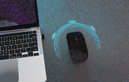 Wireless Bluetooth Mouse Rechargeable Laptop Mice Use Portable(Bluetooth5.2 and USB 2.4G) Dual Mode Connection Silent Slim Computer Mouse for Laptop/iPad Tablet/Apple MacBook/PC(Bright Black)