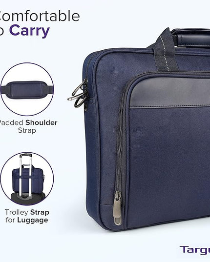 Targus Classic Slim Laptop Bag - Ergonomic Briefcase and Messenger Bag - Spacious Foam Padded for Laptops and Under
