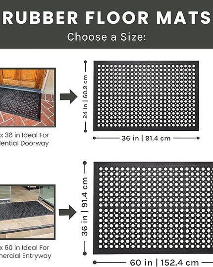 Envelor 4-Pack Anti Fatigue Rubber Mat Non-Slip Restaurant for Floors Bar Drainage Mat Doormat Door Mat Utility Garage Home Anti Slip Entry Mat 24 x 36 Inches