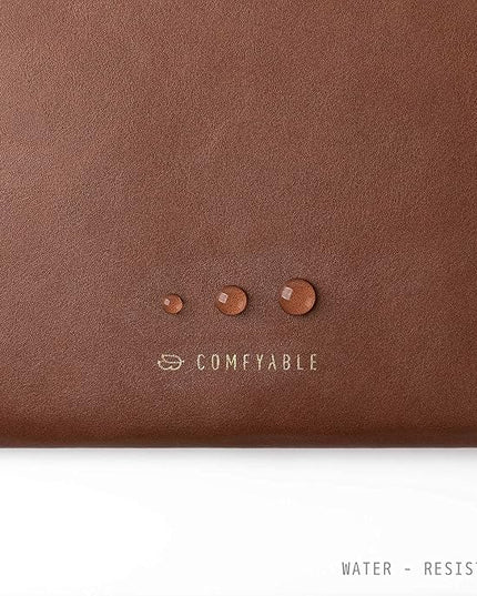Comfyable Slim Laptop Sleeve Compatible with 13 Inch MacBook Air 13 in M4 M3 M2 M1, 13" MacBook Pro, PU Leather Bag Water-Resistant Cover Case, Brown