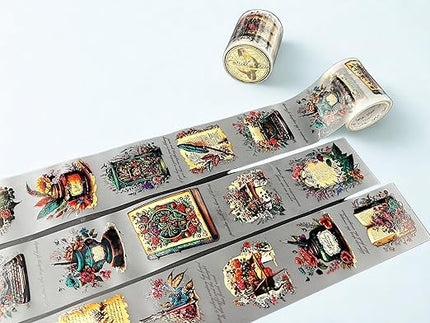 Victorian Scribe Transparent Washi Tape 4.5 x 5 cm – Clear Washi Decorative Adhesive Roll for Scrapbooking, Journaling, DIY Crafts, Planners, Bullet Journal, Card Making, Stationery Supplies