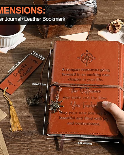 Leather Journal Notebook Retirement Gift For Woman Man, Coworker Going Away, Thank You, Goodbye, Appreciation, Inspirational Gifts For Friend, Employee, Boss, Coworkers (Retirement gift)