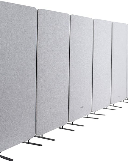VIVO Freestanding 145 x 66 inch Privacy Panel System, Cubicle Divider, Acoustic Wall Partition, x6 24 inch Panels, Gray, PP-KIT-T145G
