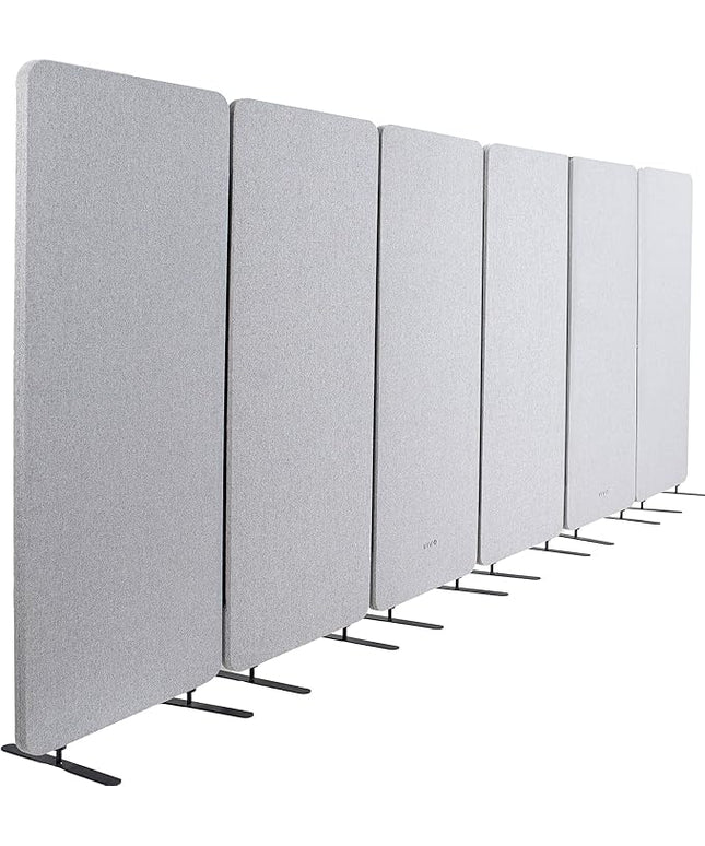 VIVO Freestanding 145 x 66 inch Privacy Panel System, Cubicle Divider, Acoustic Wall Partition, x6 24 inch Panels, Gray, PP-KIT-T145G