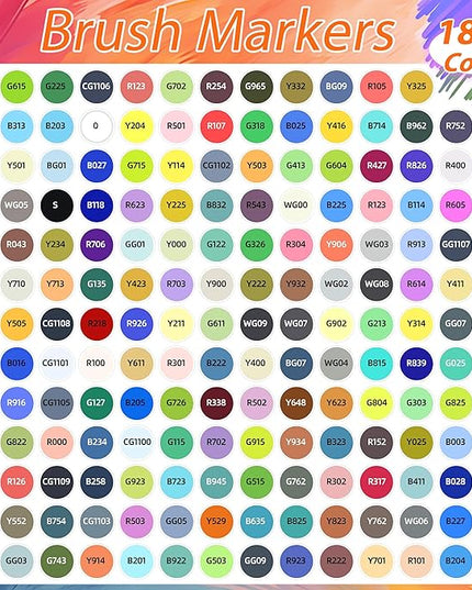 Caliart 180 Colors Alcohol Markers Brush Tip, Dual Tip Artists Coloring Markers Set Brush & Fine, Permanent Alcohol Based Colored Sketch Pens, Art Supplies Gifts for Adults Illustration Drawing