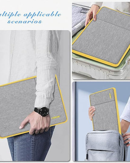 Slim Laptop Case 13.3 14 inch Sleeve, Rainproof & Shockproof Carrying Case for Notebooks Compatible with MacBook Pro 14" and All Models 13.3" MacBook Air/Pro, Most Popular 13"-14" PC,Gray-Yellow