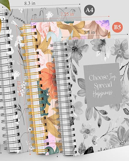 Hardcover Spiral Journal, 10.25" x 7.25", 300 Pages Large College Ruled Notebook for Women, Ideal for Writing, Journaling, Note-Taking, Work, School