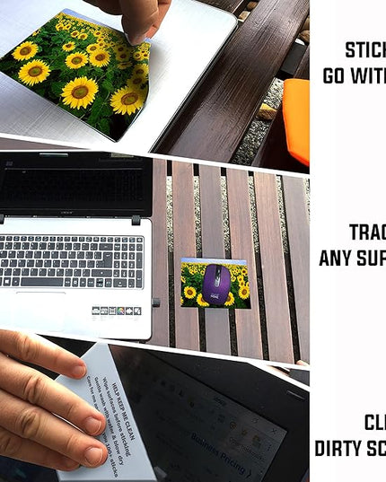 Adhesive Mouse Pad - Peel and Sticks to Any Surface - Travel Mouse Pad, Sticky for Any Surface - Excellent Tracking - Sunflowers