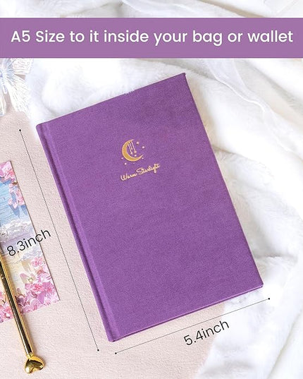 CAGIE Lined Journal Notebook for Women Girls, A5 Hardcover Linen Journals For Writing 256 Pages, Aesthetic Womens Diary, Gifts 8.3'' x 5.7'' Purple