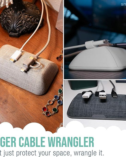 Smartish® Magnetic Cord Holder - Bigger Cable Wrangler Stocking Stuffer Organizer with Magnet Clips for Charger Management on Desktop, Nightstand - Holds 6+ Cables - Blue Jeanie