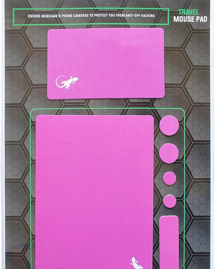 Mouse Pad Adhesive Bottom - Sticks to Any Surface - Portable - Webcam Covers and Screen Cleaner Included (Pink)