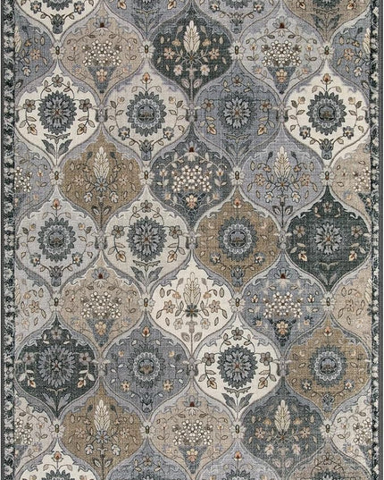 Lahome Moroccan Trellis Washable Area Rug, 5x7 Rugs for Living Room Indoor Non-Slip, Large Oriental Accent Throw Carpet for Bedroom Entryway Bathroom Office, Grey