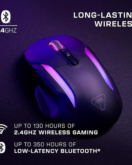 Turtle Beach Kone II Air Wireless RGB Gaming Mouse, 350-Hr Rechargeable Battery, 26000 DPI Optical Sensor, 100M Click Optical Switches, 21 Customizable Inputs, Ergonomic, 4D Scroll Wheel – Ash Black