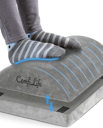 ComfiLife Foot Rest for Under Desk at Work – Adjustable Height Memory Foam Foot Stool for Under Desk, Office Chair & Gaming Chair – Ergonomic Footrest for Back & Hip Pain Relief (Gray)