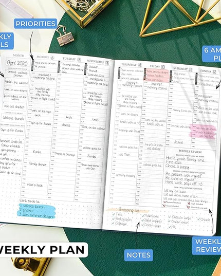 Legend Planner Hourly Schedule Edition – Deluxe Weekly & Daily Organizer with Time Slots. Time Management Appointment Book Journal for Work & Personal Life, Undated, A5 Hardcover – Dark Teal Gold