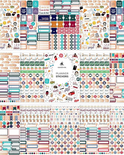 Clever Fox Planner Stickers – 1360+ Aesthetic Monthly, Weekly, Daily, Seasonal, Holiday & Journal Stickers – Journaling & Calendar Accessories for Women, Adults & School, 14 Sheets (Value Pack)