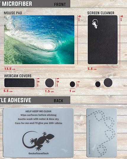 Adhesive Mouse Pad - Peel and Sticks to Any Surface - Travel Mouse Pad, Sticky for Any Surface - Excellent Tracking - Beach Barrel Wave