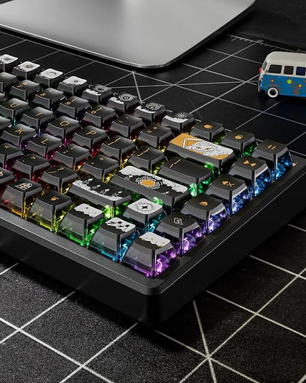 GTSP Punk Pudding Keycaps PBT, 116-Keys Transparent Keycaps 60 Percent ASA Profile Doubleshot Custom Replacement Caps US Layout for Full Size 75% 65% 60% Mechanical Keyboard (Fairy Tale)