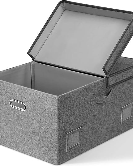 75 Quarts Extra Large Decorative Storage Bins with Lids, 1 Pack Gray Collapsible Storage Bins with Lids, Stackable Storage Bins Decorative Box Storage With Lid Extra Large