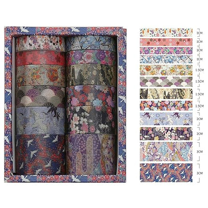 Songdao 12 Rolls Kyoto Charm Washi Tape Set Japanese Arts Adhesive Tapes Geometric Garden Decorative Masking Tape Sets for Craft, Kids, Scrapbook, DIY, Gift Wrapping (Purple Sakura)
