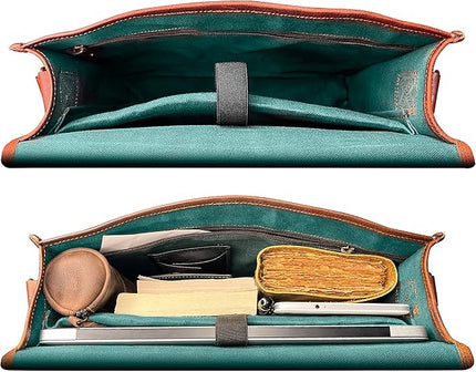 RUSTIC TOWN Leather Messenger Bag for Men Women - Full Grain Leather Laptop Satchel Office Shoulder Bag