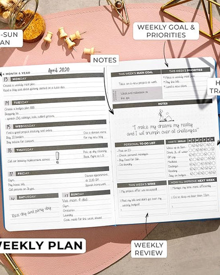 Clever Fox Planner – Undated Weekly & Monthly Planner for Productivity, Time Management & Goals – Organizer Journal – A5 (Sky Blue)