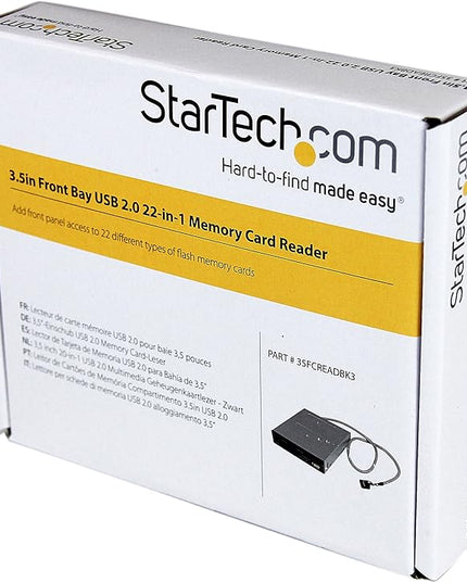 StarTech.com 3.5in Front Bay 22-in-1 USB 2.0 Internal Multi Media Memory Card Reader with Simultaneous Access - CF/SD/MMC/MS/xD - Black , TAA (35FCREADBK3)