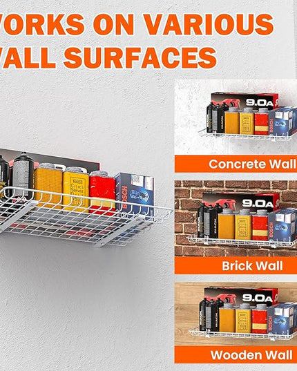 Ultrawall Wall Mounted Storage Shelf, Garage Shelves 24x12 Inch, Metal Shelf Rack, Heavy-Duty Wall Organizer for Closet, Kitchen, Laundry Room 2 Pack, White