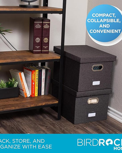 Internet's Best Collapsible File Storage Organizer | Decorative Linen Filing & Storage Office Box | Letter/Legal | Grey