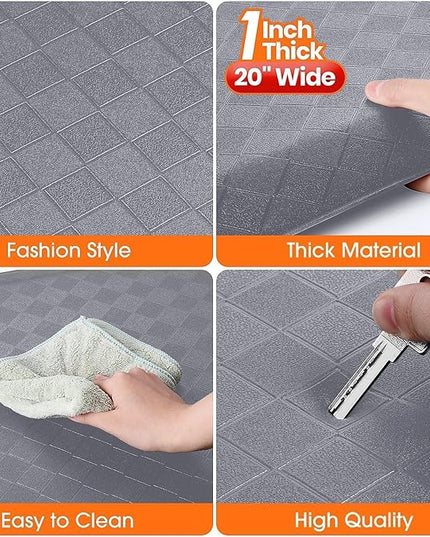 StepRite 1” Thick Kitchen Mats for Floor, Anti Fatigue Kitchen Rugs, Non-Slip,Heavy Duty Waterproof Kitchen Rug, Standing Desk Mat, Gifts for Friends, Family, Home, Kitchen, Office (32" x 20", Grey)
