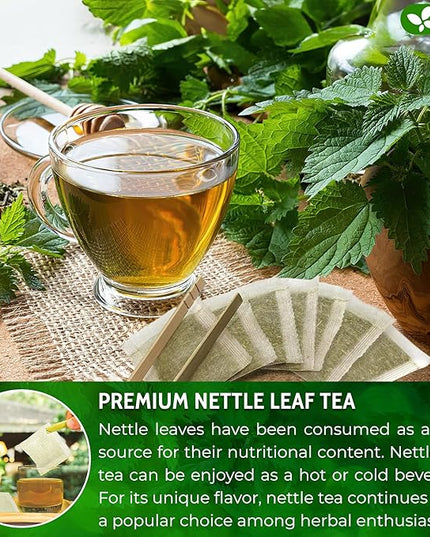 FreshDrinkUS, Premium 135 Nettle Leaf Tea Bags, 100% Natural & Pure, Stinging Nettle Leaf Tea, Burn Nettle, Stinging Nettle, Stinger Tea, No Sugar/Caffeine/Gluten, Vegan
