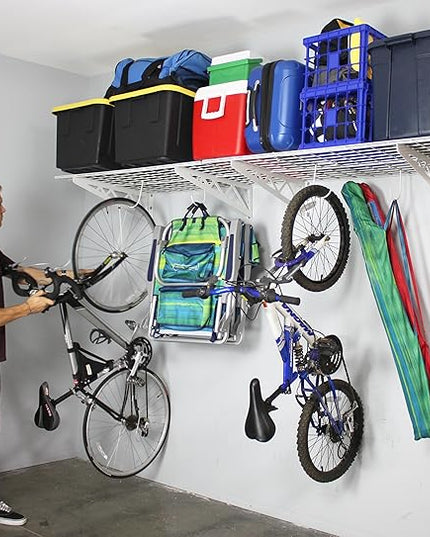 SafeRacks Garage Wall Shelves - 2 Pack Combo Set with 4 Hanging Hooks