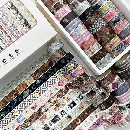 YUBBAEX Cute Washi Tape Value Pack 36 Rolls Aniamls Printed Masking Tape Kawaii Decorative for Arts, DIY Crafts, Journal Supplies, Planners, Scrapbook, Card/Gift Wrapping (Girly Style)