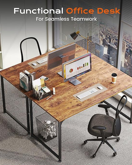 PRAISUN 40 X 24 Inch Computer Desk with Deeper Desktop, Gaming Office Writing Work Desk for Home Office, Study, Bedroom, Work from Home, Metal Frame, Rustic Brown