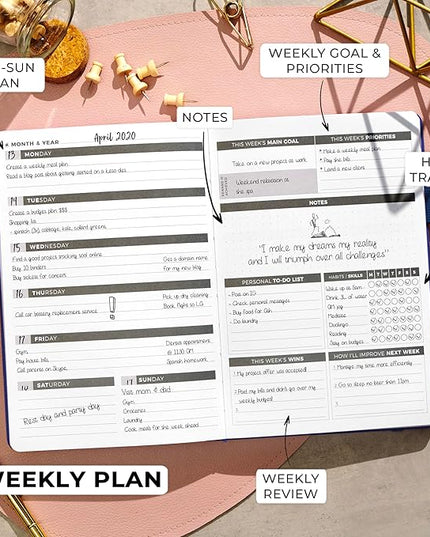Clever Fox Planner – Undated Weekly & Monthly Planner for Productivity, Time Management & Goals – Organizer Journal – A5 (Royal Blue)