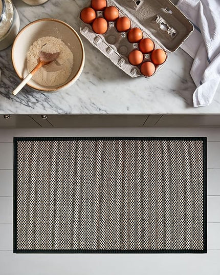 Artoid Mode Washable Non Skid Kitchen Rugs and Mats Doormat, Absorbent Door Mat Rugs for Kitchen Floor Front of Sink Hallway Black 17x29 Inch